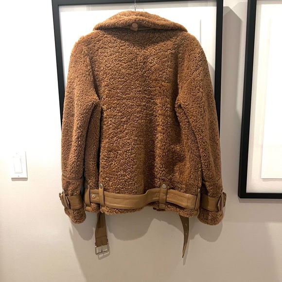The Arrivals 100% shearling camel motorcycle coat XS - Picture 3 of 9